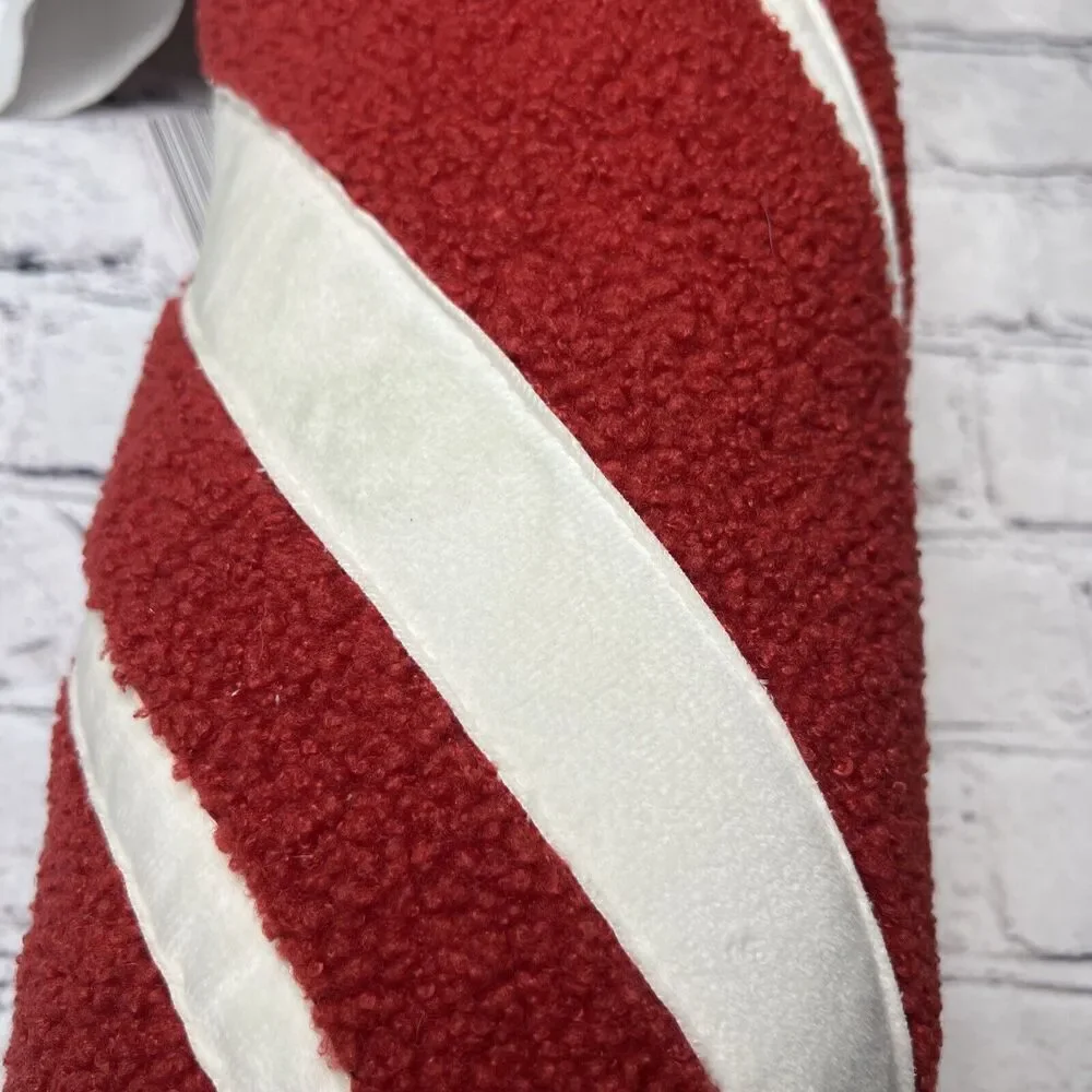 NWT 2023 Merry Moments Peppermint Twist‎ Bolster Candy Sherpa Pillow 17”x6” READ